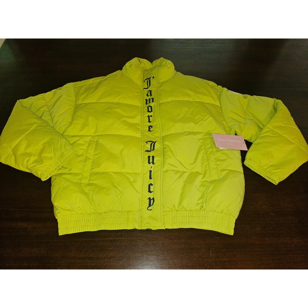 Juicy Couture Neon Yellow Onyx Puffer Logo Jacket New W Tags Size Small